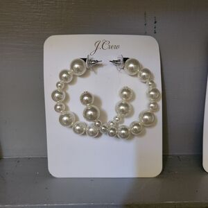 Jcrew Earrings Pearl Hoops
